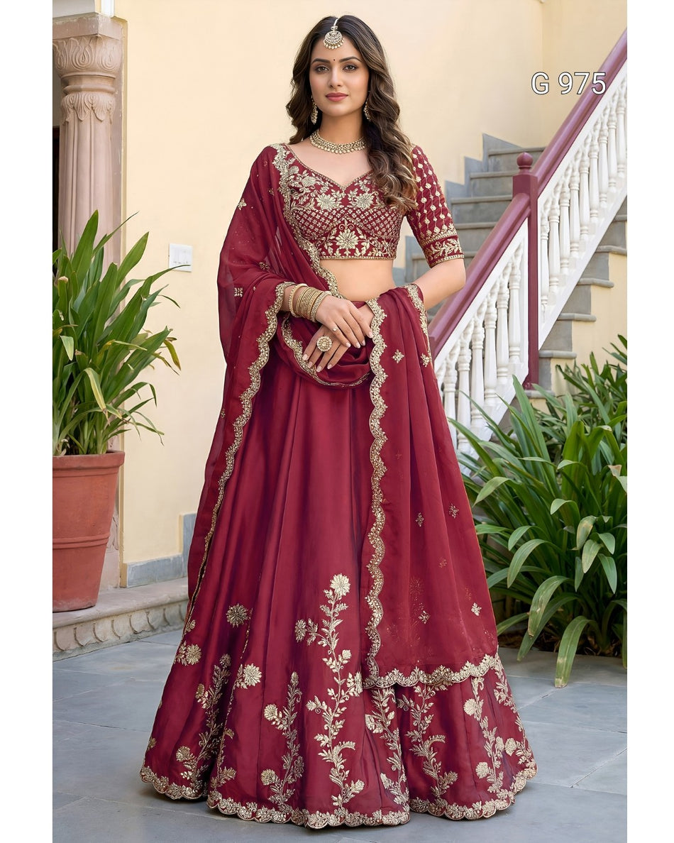 Graceful Zari Embroidered Lehenga Collection G 975
