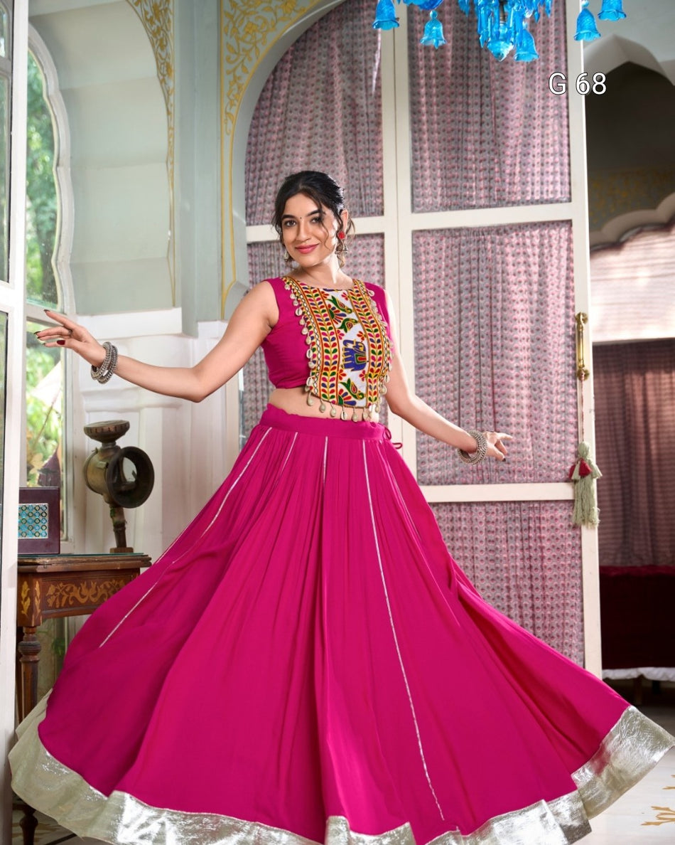 Rayon Lehenga with Lace Border & Gotta Patti Touch Up – G68