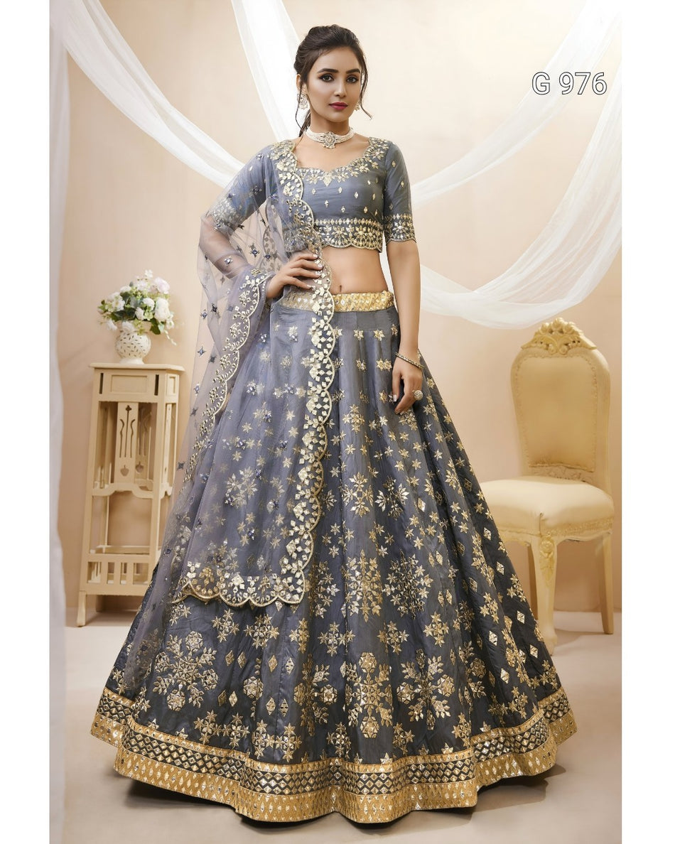 Designer Peacock Blue Wedding Lehenga G 976