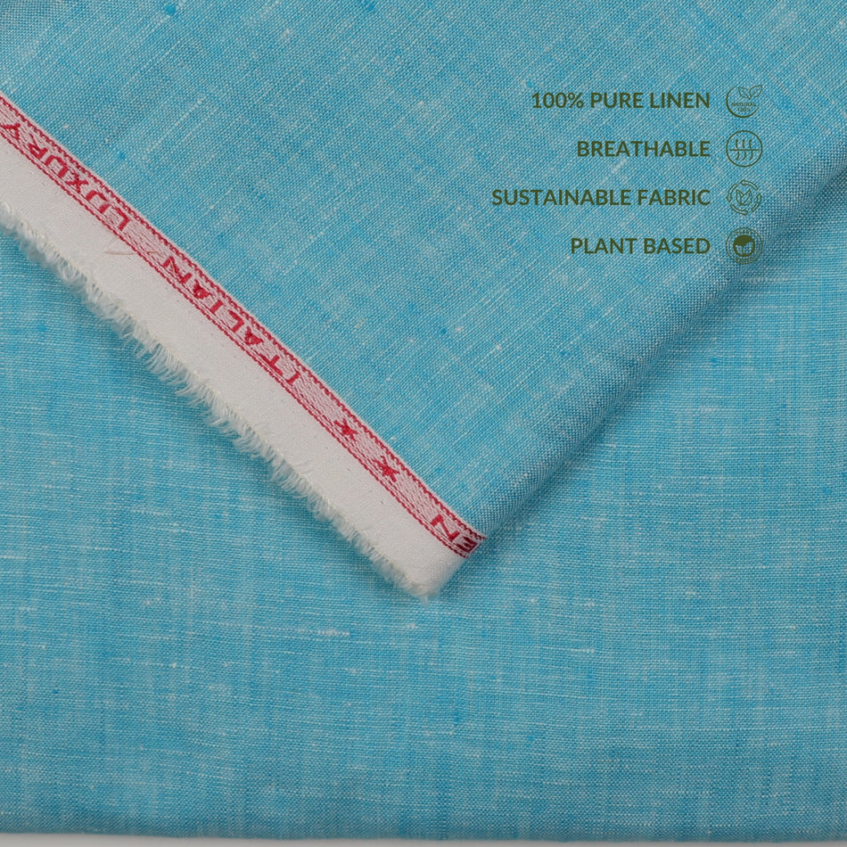 Sky blue Pure Linen Fabric by Yard | 100% Linen 70 Lea | 58 Inch Wide Soft Breathable Fabric for Dresses, Shirts &amp; Boutique Sewing GF 122