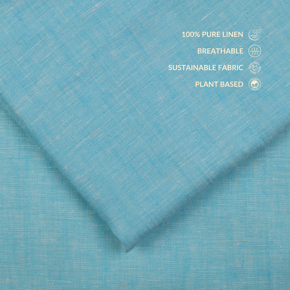 light skyblue &nbsp;Pure Linen Fabric by Yard | 100% Linen 70 Lea | 58 Inch Wide Soft Breathable Fabric for Dresses, Shirts &amp; Boutique Sewing - GF118