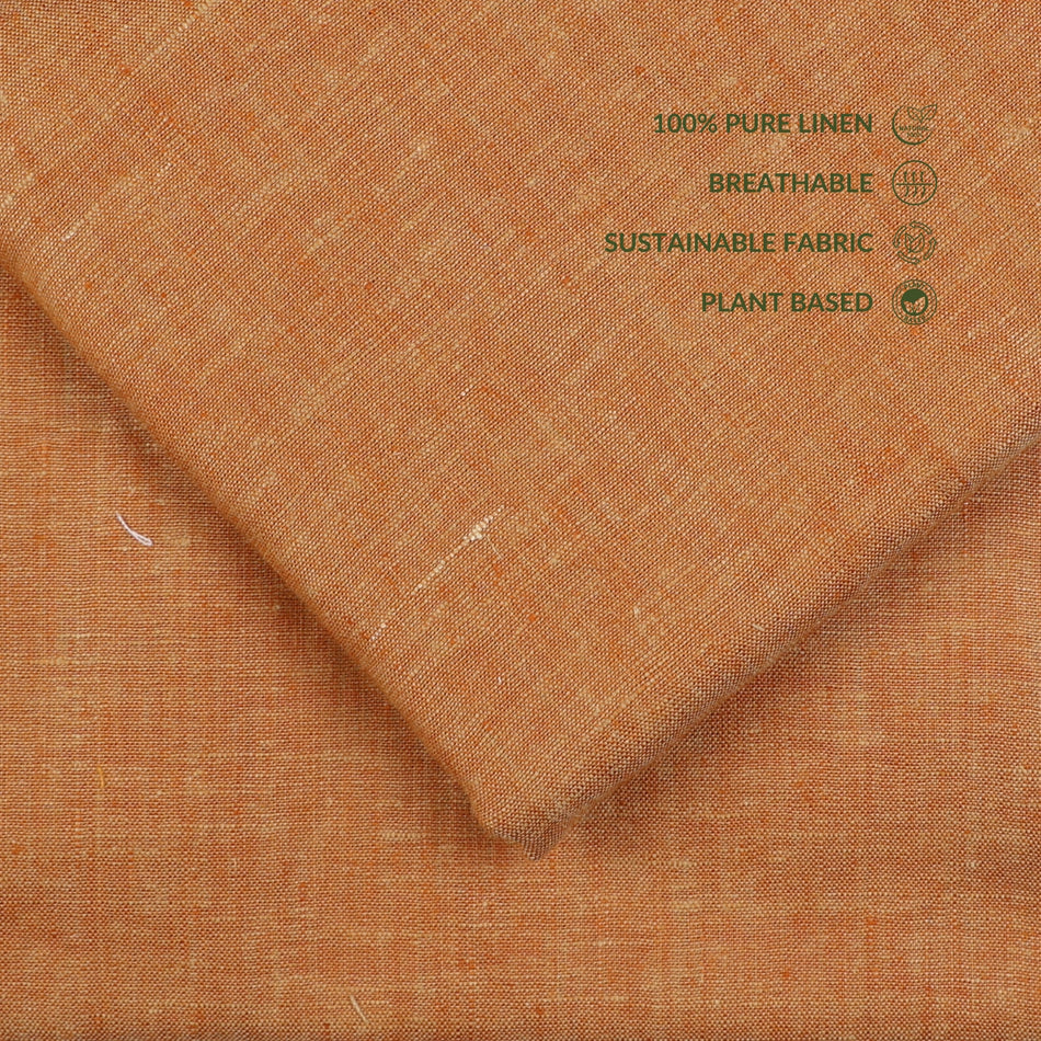 Dust orange Linen Fabric 70 Lea by Yard | Dust orange &nbsp;Natural Linen Fabric | Breathable Sustainable Linen for Dresses, Shirts &amp; Home Decor - GF104