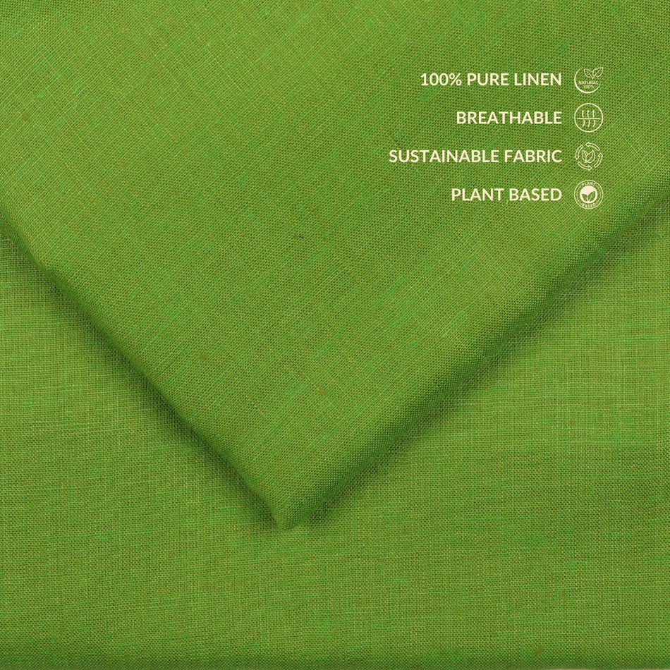 Parrot Green Linen Fabric 70 Lea by Yard | Parrot Green Linen Fabric | Breathable Sustainable Natural Linen for Dresses, Shirts &amp; Sewing - GF111