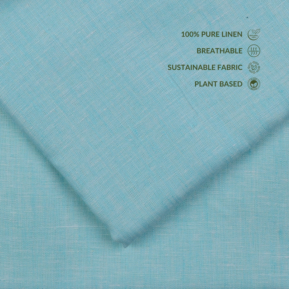 Neptune Blue Pure Linen Fabric by Yard | 100% Linen 70 Lea | 58 Inch Wide Soft Breathable Fabric for Dresses, Shirts &amp; Boutique Sewing - GF116