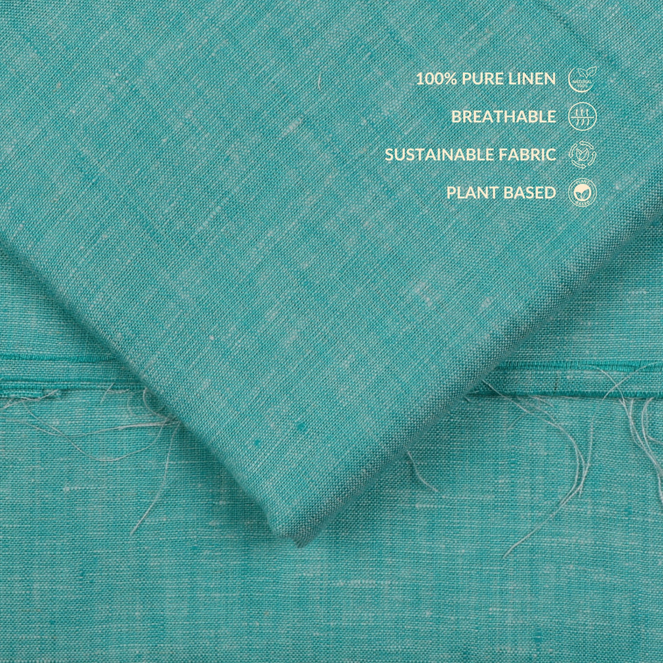 Teal &nbsp;Pure Linen Fabric by Yard | 100% Linen 70 Lea | 58 Inch Wide Soft Breathable Fabric for Dresses, Shirts &amp; Boutique Sewing - GF120