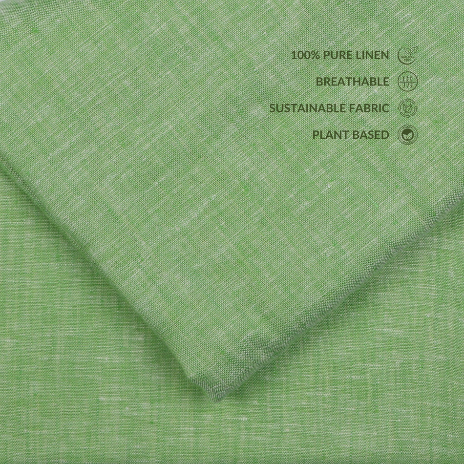 Apple Green Linen Fabric 70 Lea by Yard |Apple Green Linen Fabric | Breathable Sustainable Linen for Dresses, Shirts, Kurtas &amp; Home Decor - GF109