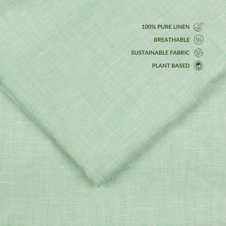 Mint Green Linen Fabric 70 Lea by Yard | Mint Green Natural Linen Fabric | Breathable Sustainable Linen for Dresses, Shirts &amp; Home Decor - GF 103