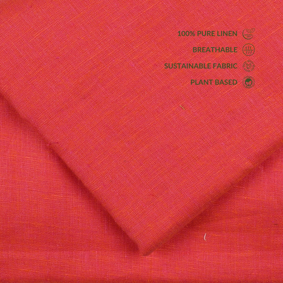 Red Pure Linen Fabric by Yard | 100% Linen 70 Lea | 58 Inch Wide Soft Breathable Fabric for Dresses, Shirts & Boutique Sewing - GF 102