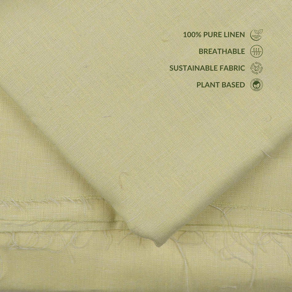 Creamy Yellow Linen Fabric 70 Lea by Yard | Creamy Yellow, Linen Fabric | Breathable Sustainable Natural Fabric for Dresses, Shirts &amp; Sewing - GF121