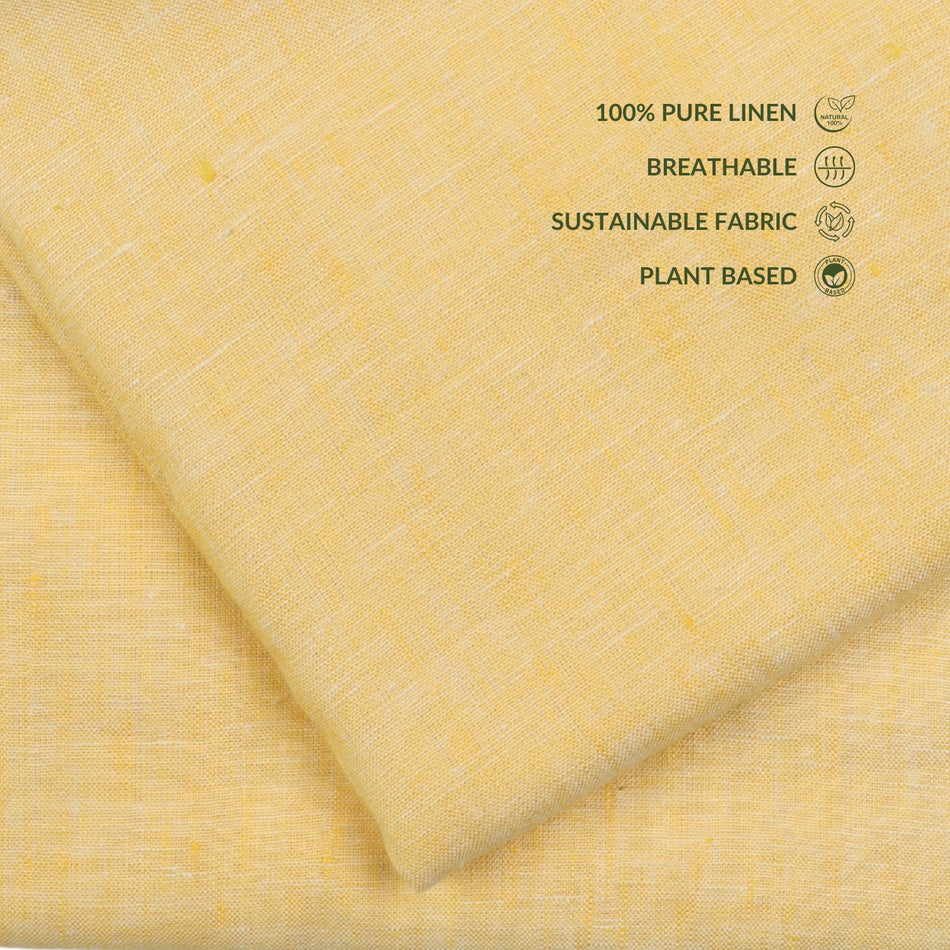 Soft Yellow  Linen Fabric 70 Lea by Yard | Soft Yellow Natural Linen Fabric | Breathable Sustainable Fabric for Dresses, Shirts & Home Decor - GF 101