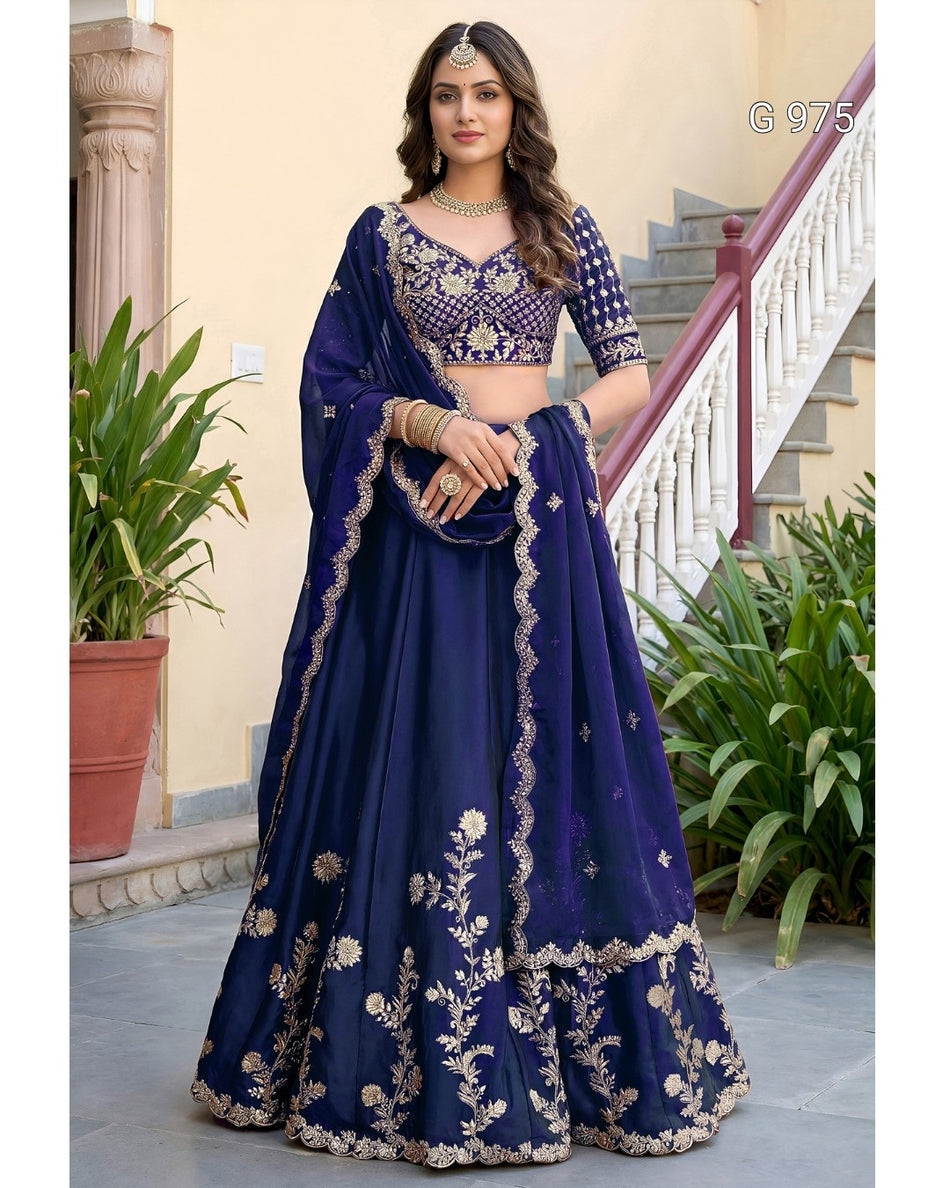 Graceful Zari Embroidered Lehenga Collection G 975