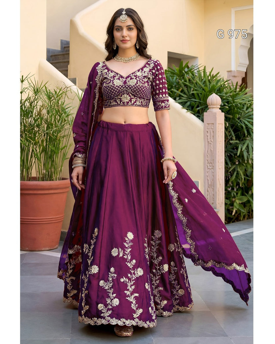 Graceful Zari Embroidered Lehenga Collection G 975