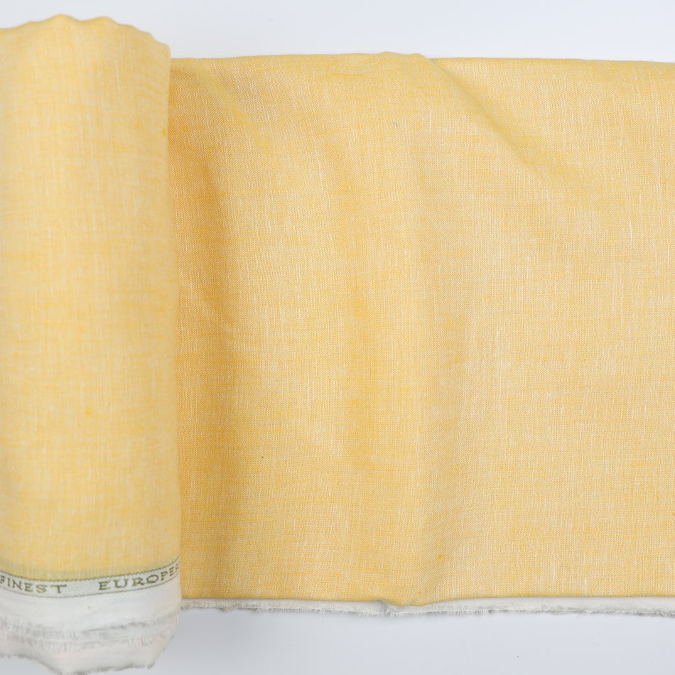 Soft Yellow  Linen Fabric 70 Lea by Yard | Soft Yellow Natural Linen Fabric | Breathable Sustainable Fabric for Dresses, Shirts & Home Decor - GF 101