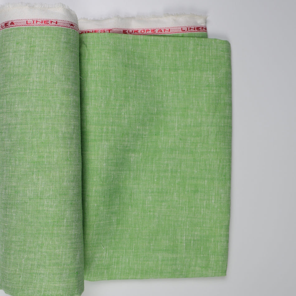 Apple Green Linen Fabric 70 Lea by Yard |Apple Green Linen Fabric | Breathable Sustainable Linen for Dresses, Shirts, Kurtas &amp; Home Decor - GF109