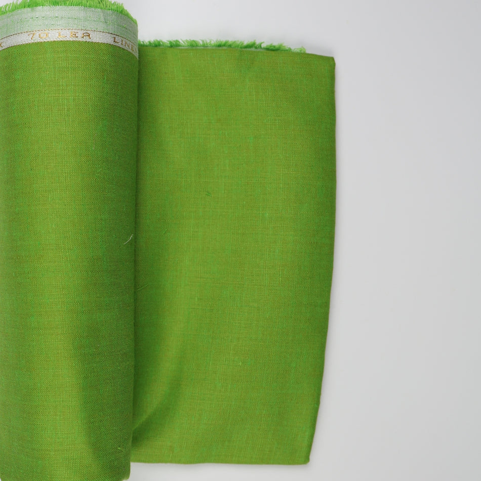 Parrot Green Linen Fabric 70 Lea by Yard | Parrot Green Linen Fabric | Breathable Sustainable Natural Linen for Dresses, Shirts &amp; Sewing - GF111