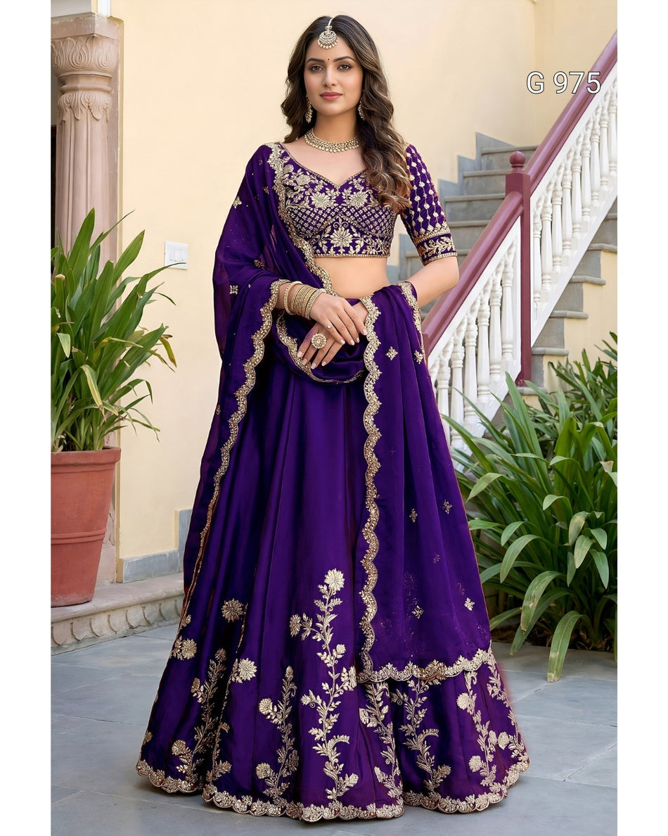 Graceful Zari Embroidered Lehenga Collection G 975