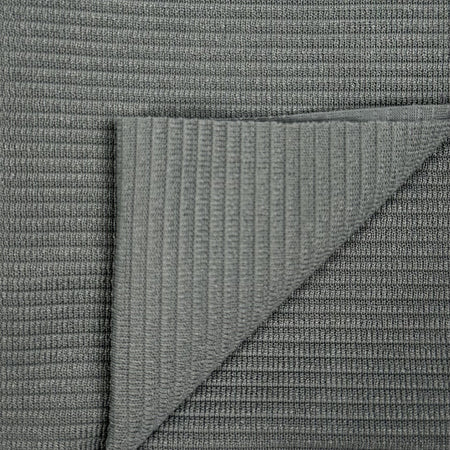 Close-up of textured gray fabric with diagonal pattern