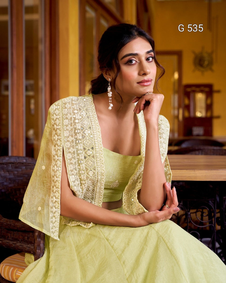 Graceful Crush Lehenga with Thread Embroidery Work - G 535