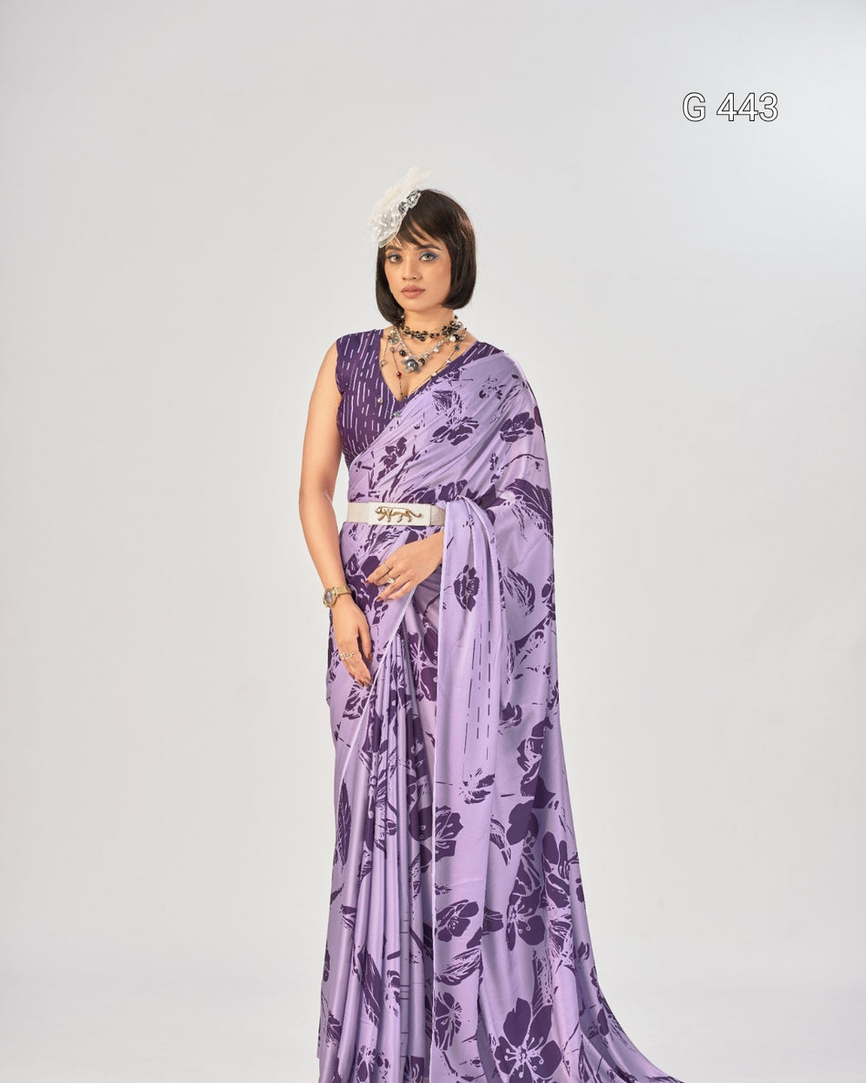 Premium Satin Silk Sarees with Elegant Print - G 443