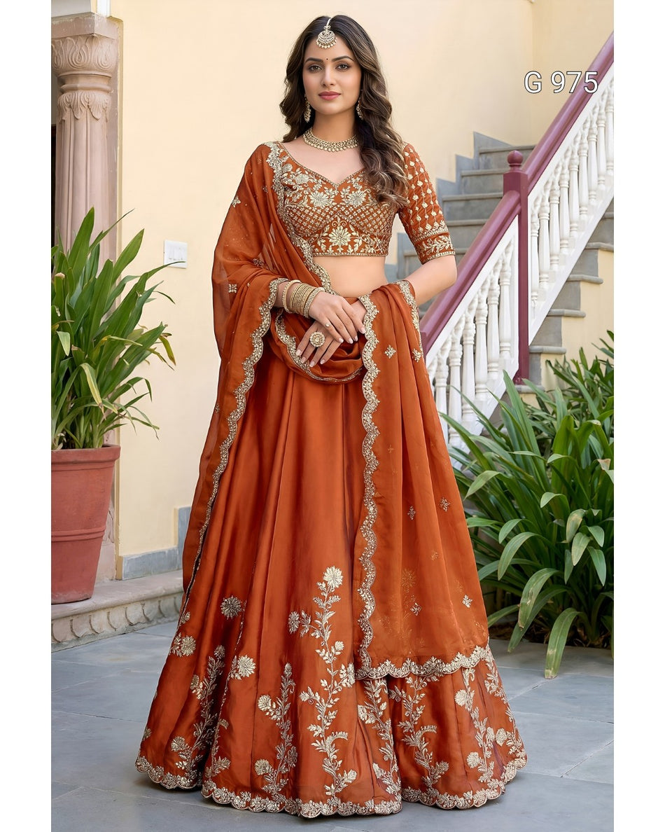Graceful Zari Embroidered Lehenga Collection G 975