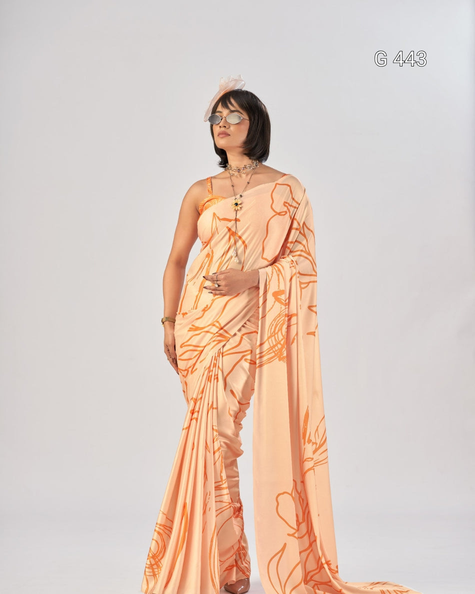 Premium Satin Silk Sarees with Elegant Print - G 443