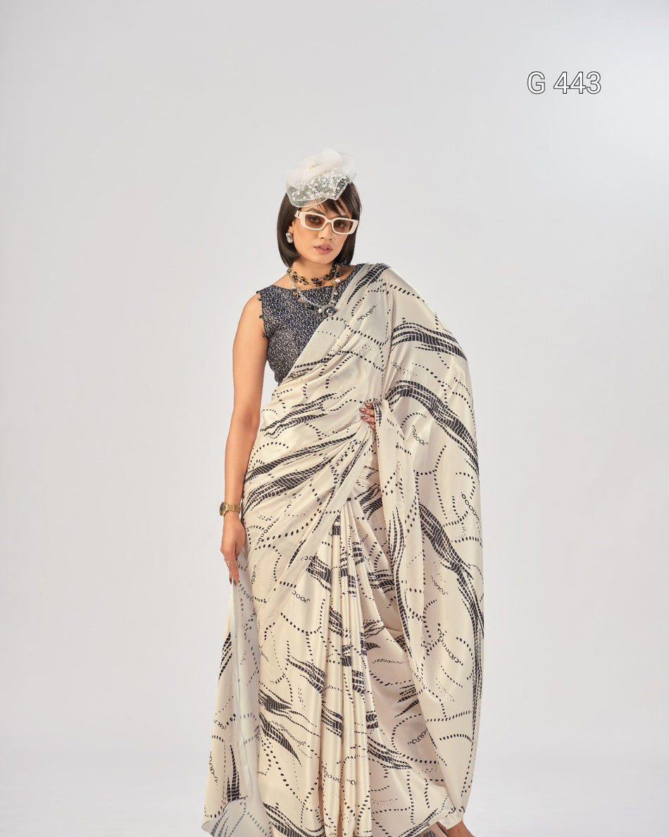 Premium Satin Silk Sarees with Elegant Print - G 443