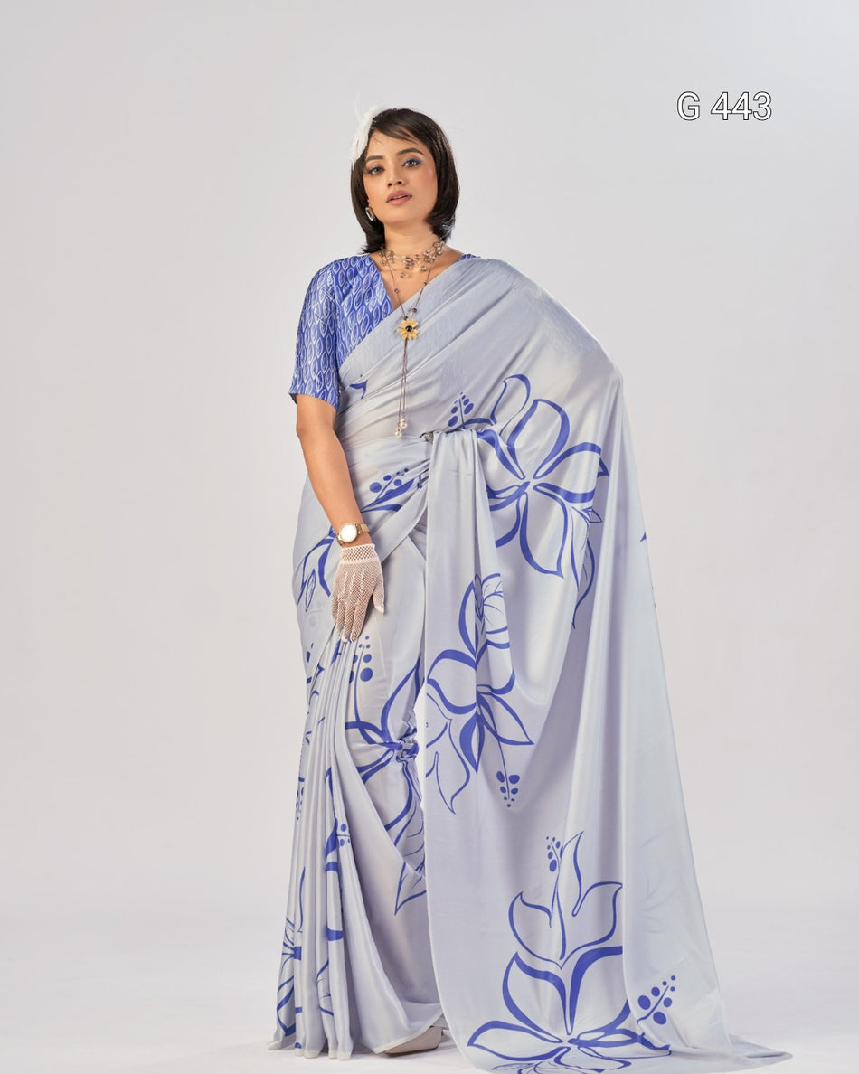 Premium Satin Silk Sarees with Elegant Print - G 443