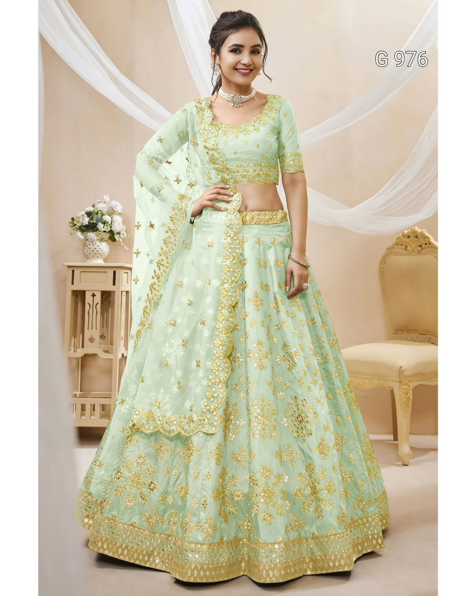 Designer Peacock Blue Wedding Lehenga G 976