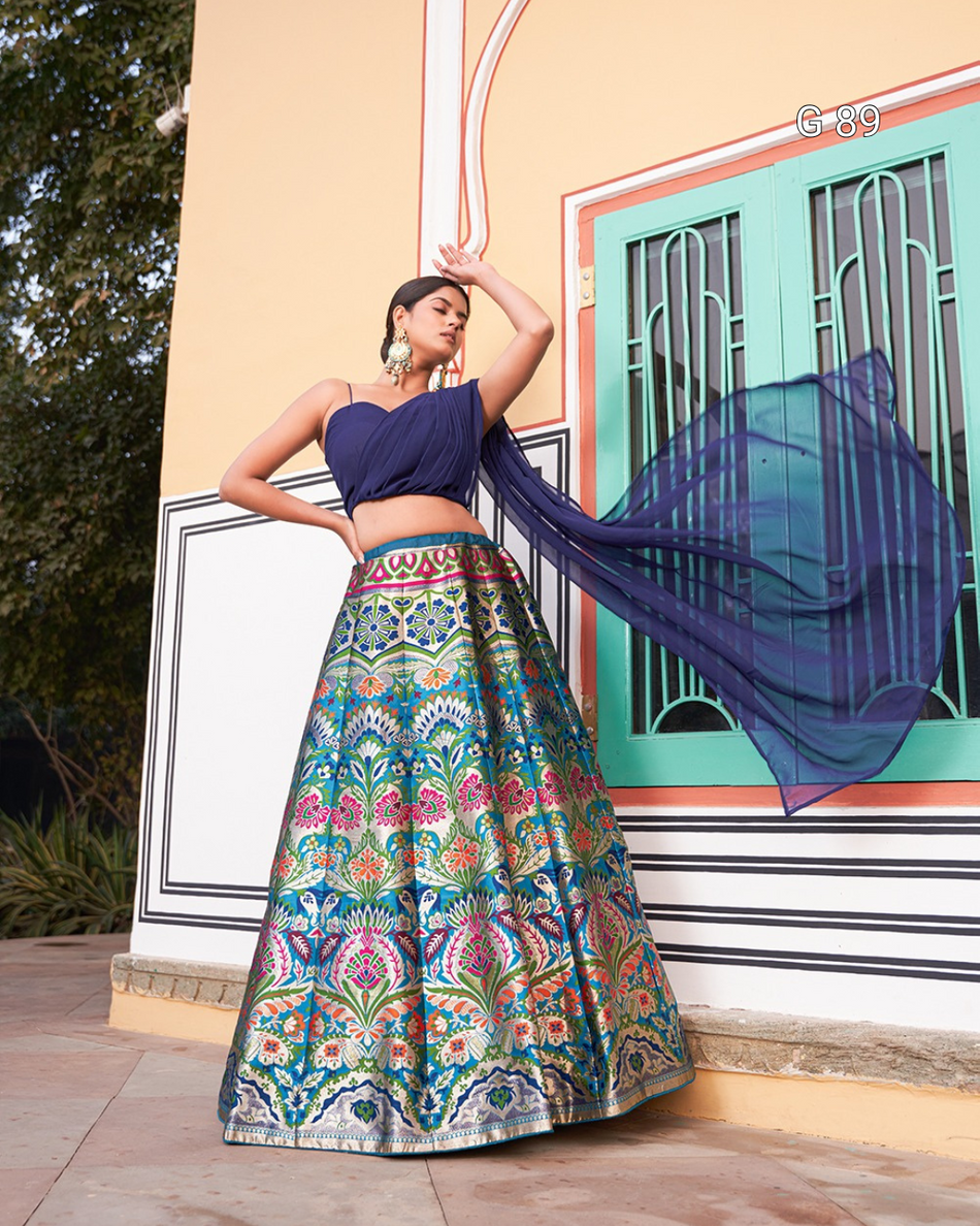 Banarasi Silk Lehenga with Zari Weaving Work – G89
