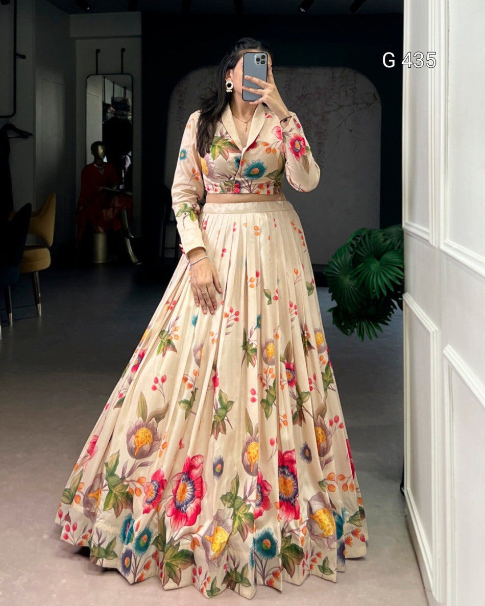 Floral Embroidered A-Line Dress for Women - G 435