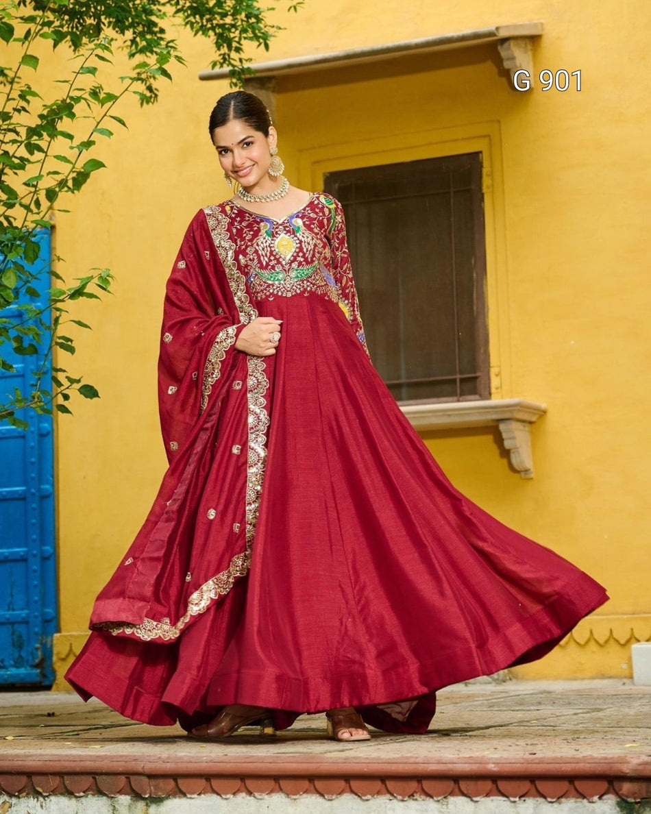 Wedding Wear Embroidered Gown for Women G 901