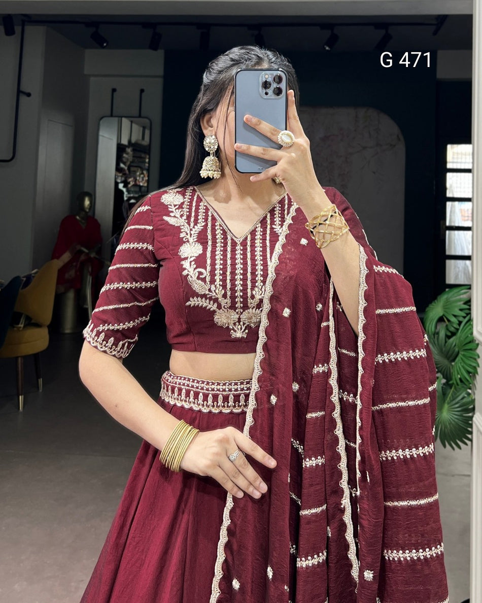 Stylish Lehenga with Delicate Detailing for Occasions - G 471