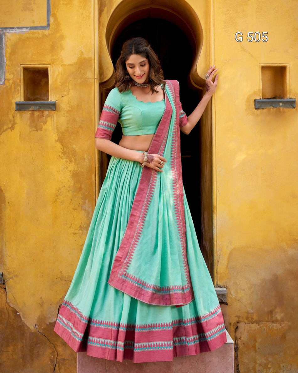 Premium Chanderi Lehenga with Beautiful Woven Detail - G 505