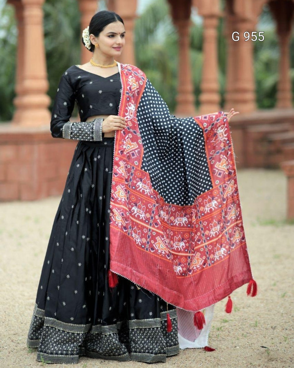 Sequins Embroidered Navratri Lehenga Set - G 955