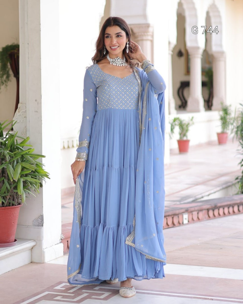 Festive Embroidered Gown with Graceful Dupatta Appeal G 744