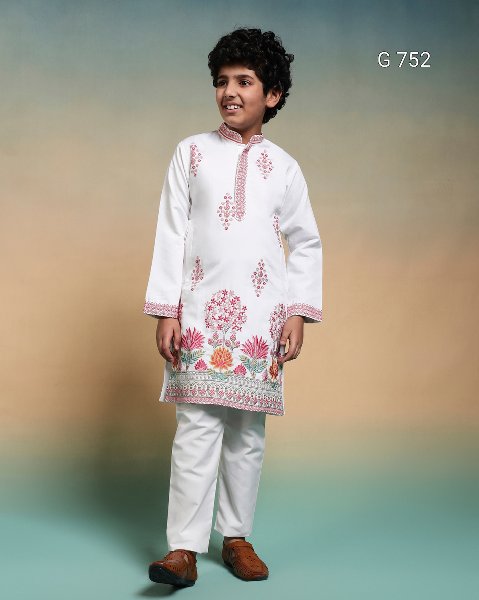 Premium Kids Kurta & Pant Set – Festive Viscose Silk & Cotton Outfit - G 752