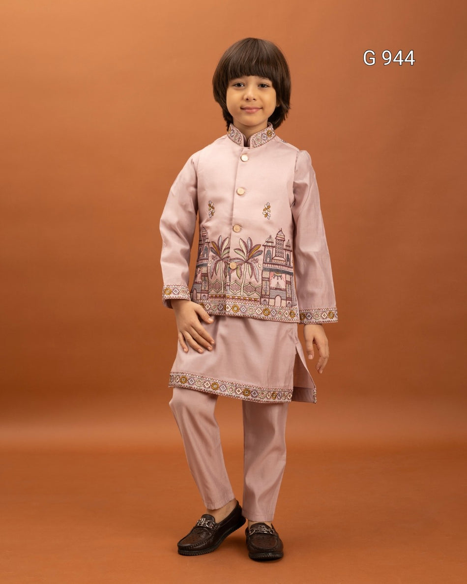 Traditional Kids Kurta Pajama with Koti - G 944