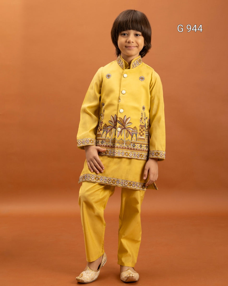 Traditional Kids Kurta Pajama with Koti - G 944