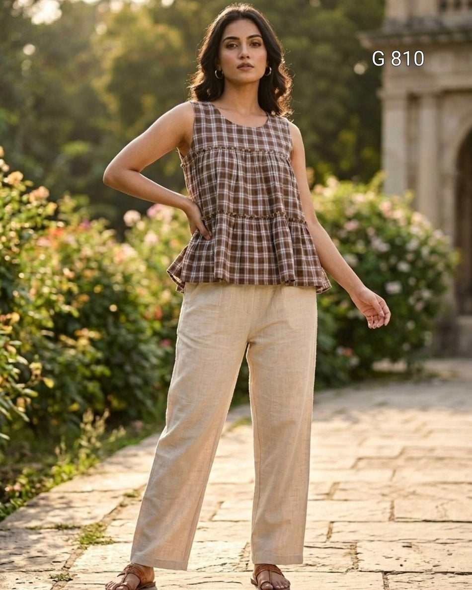 Comfortable Linen Cotton Outfit for Everyday Wear G 810