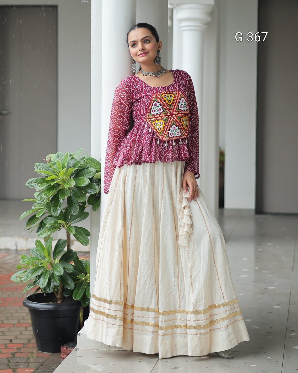 Kora Cotton Lehenga with Gota Patti Lace - G 367
