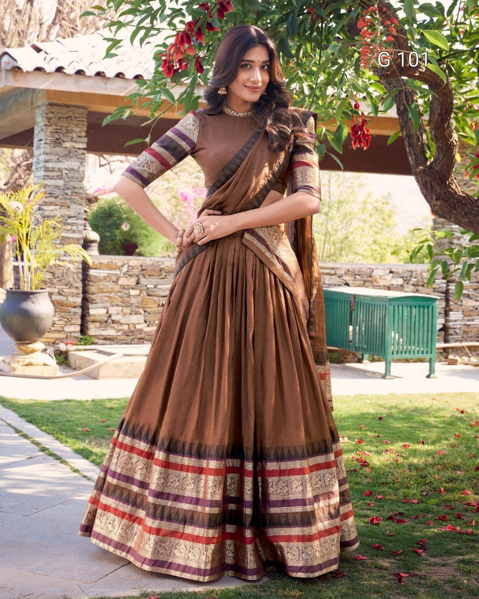 Pure Chanderi Lehenga with Zari Weaving Work – G 101