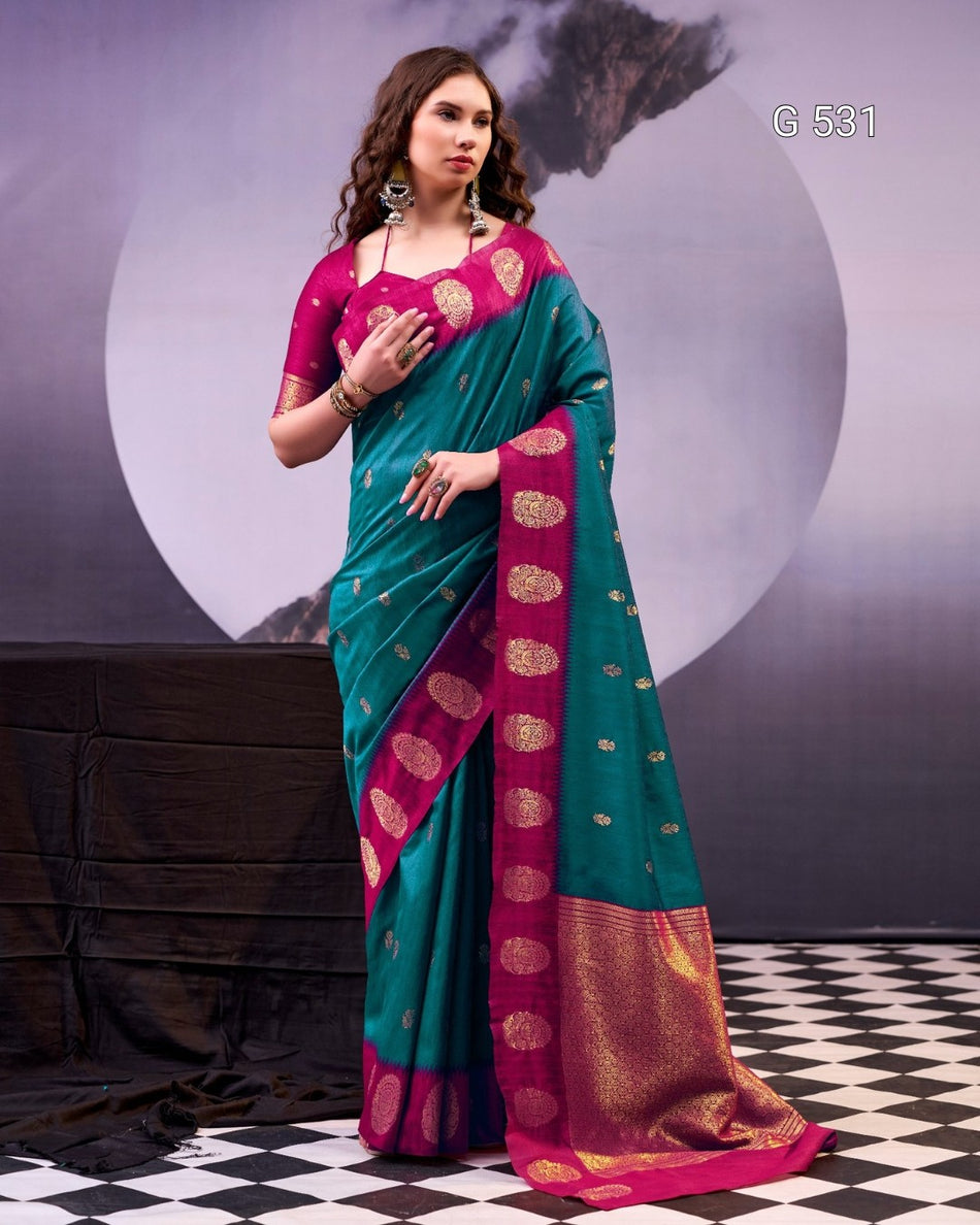 Festive Poly Cotton Sarees with Elegant Zari Work - G 531