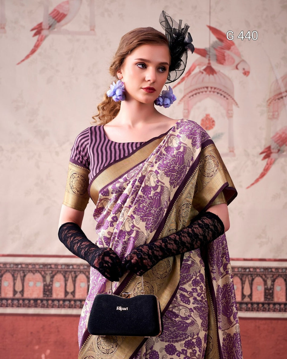 Classic Tasar Sarees with Shimmering Viscose Borders - G 440