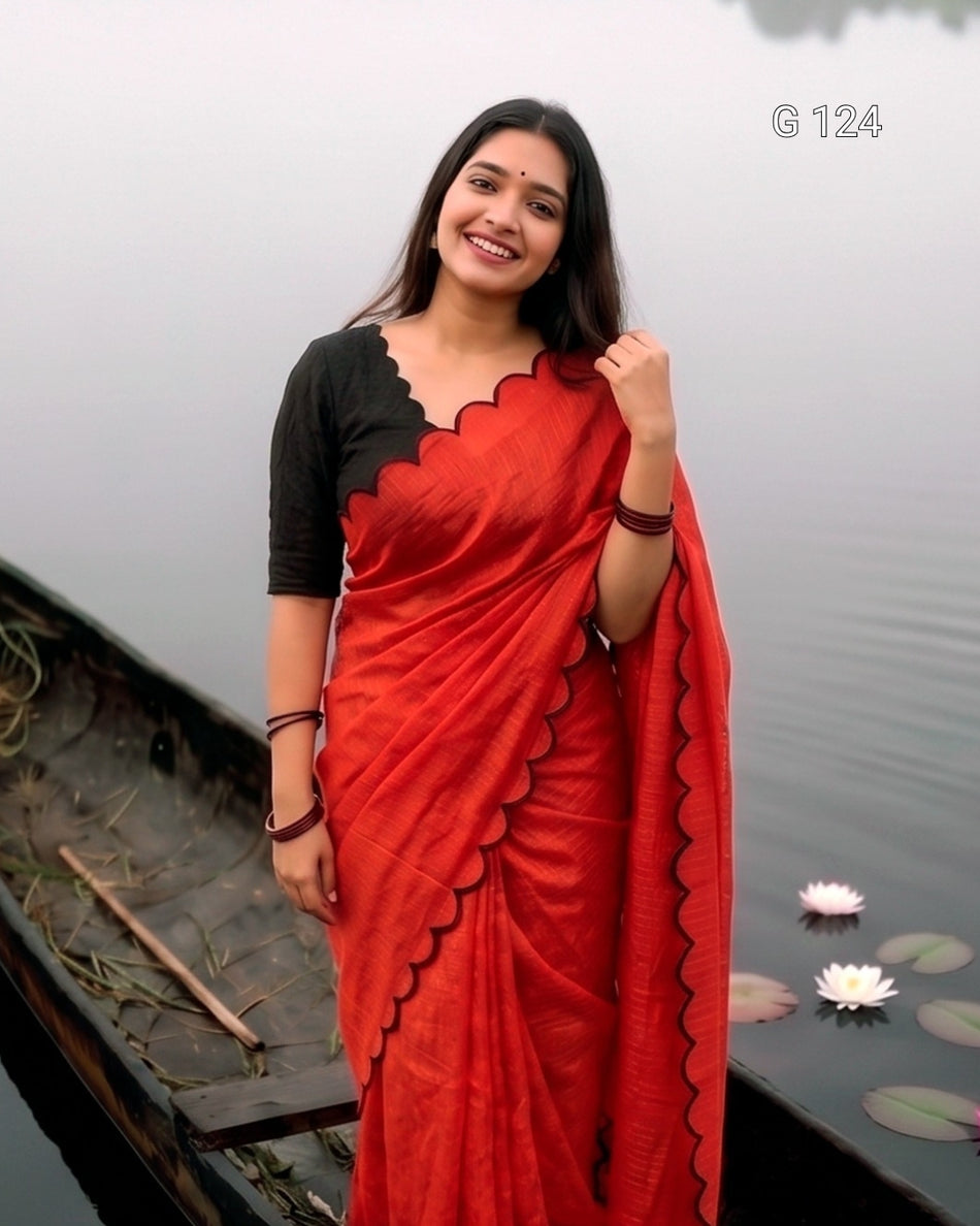Gadhwal Chex Saree with Arca Work and Lucknowi Blouse – G 124