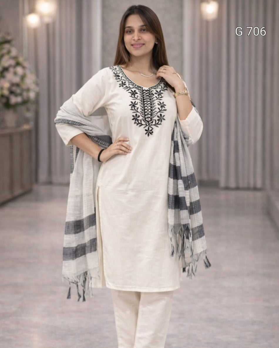 Stylish Khadi Cotton Ethnic Wear for Women G 706