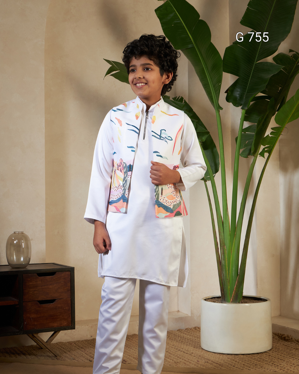 Kids Premium Koti Kurta & Pant Set | Wedding & Festival Wear for Boys - G 755
