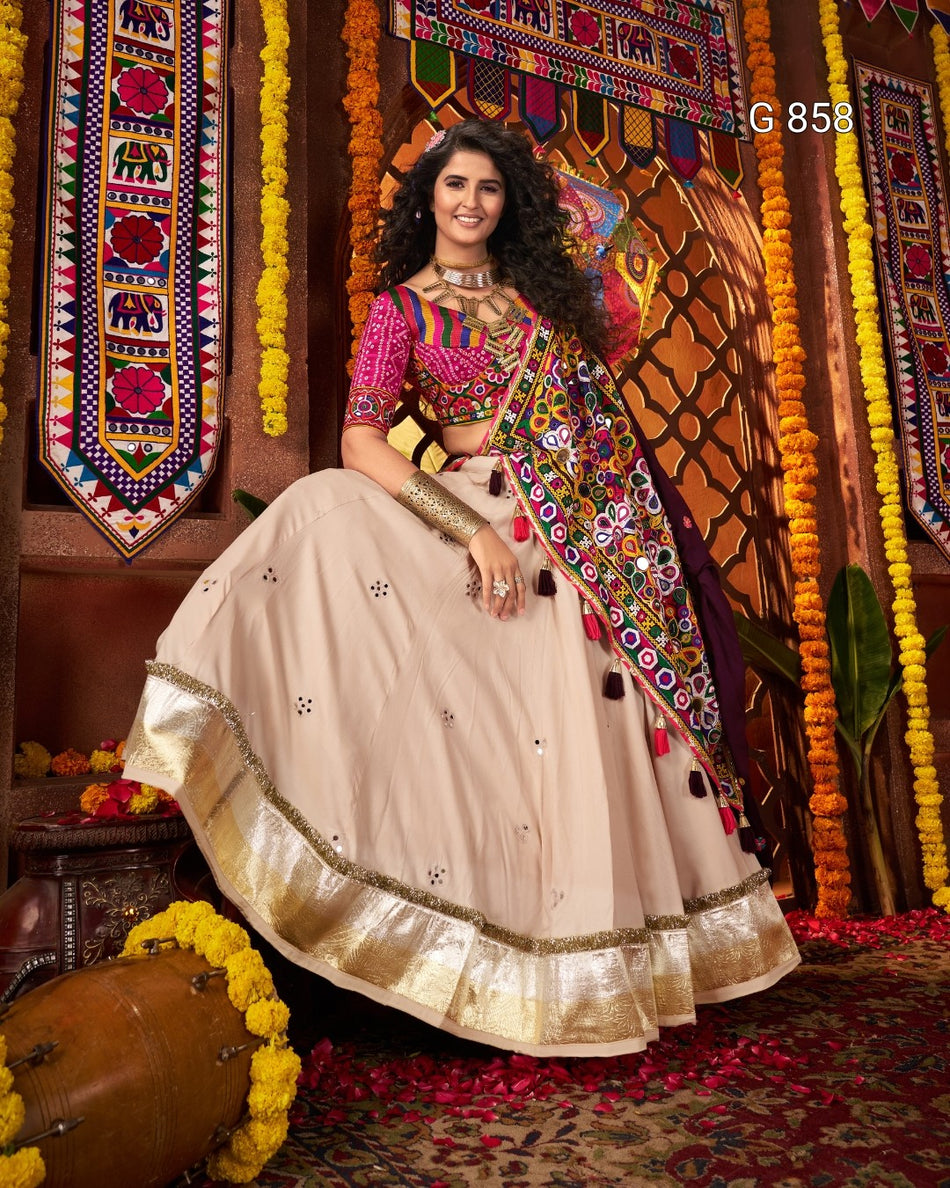 Traditional Ethnic Lehenga with Mirror Detailing G 858