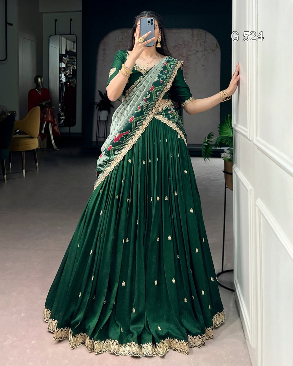 Graceful Vichitra Tussar Lehenga with Sophisticated Look -  G 524