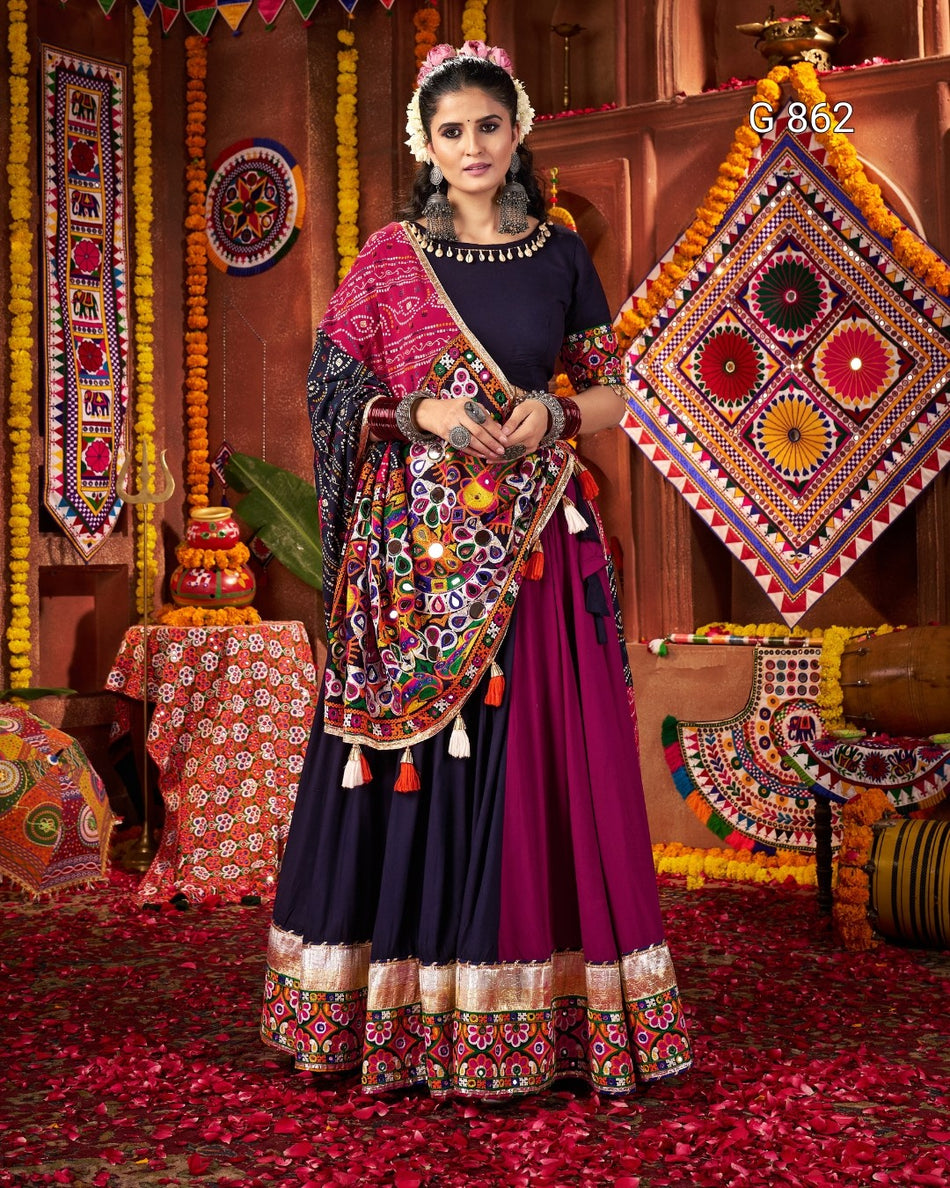 Woman in traditional outfit with colorful decorations in a festive setting