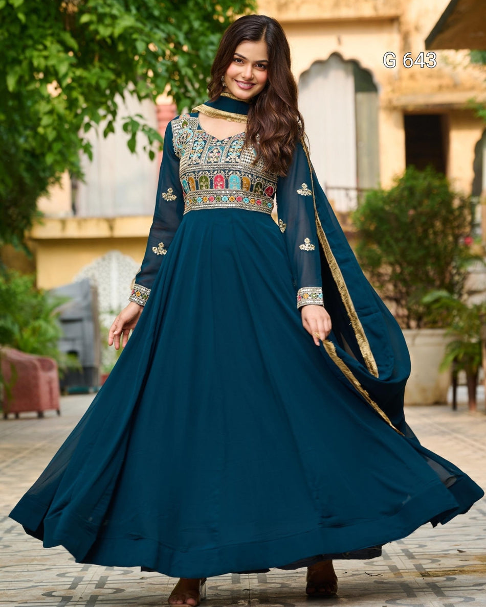 Premium Embroidered Gown for Party Wear Celebrations G 643